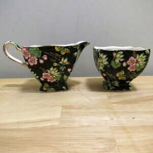 Creamer & Sugar Bowl Set Royal Winton Grmwades Orient Chintz Ascot Shape 1950's